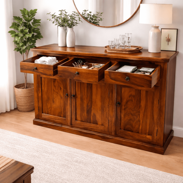 Sheesham Wood Sideboard With Metal Knobs