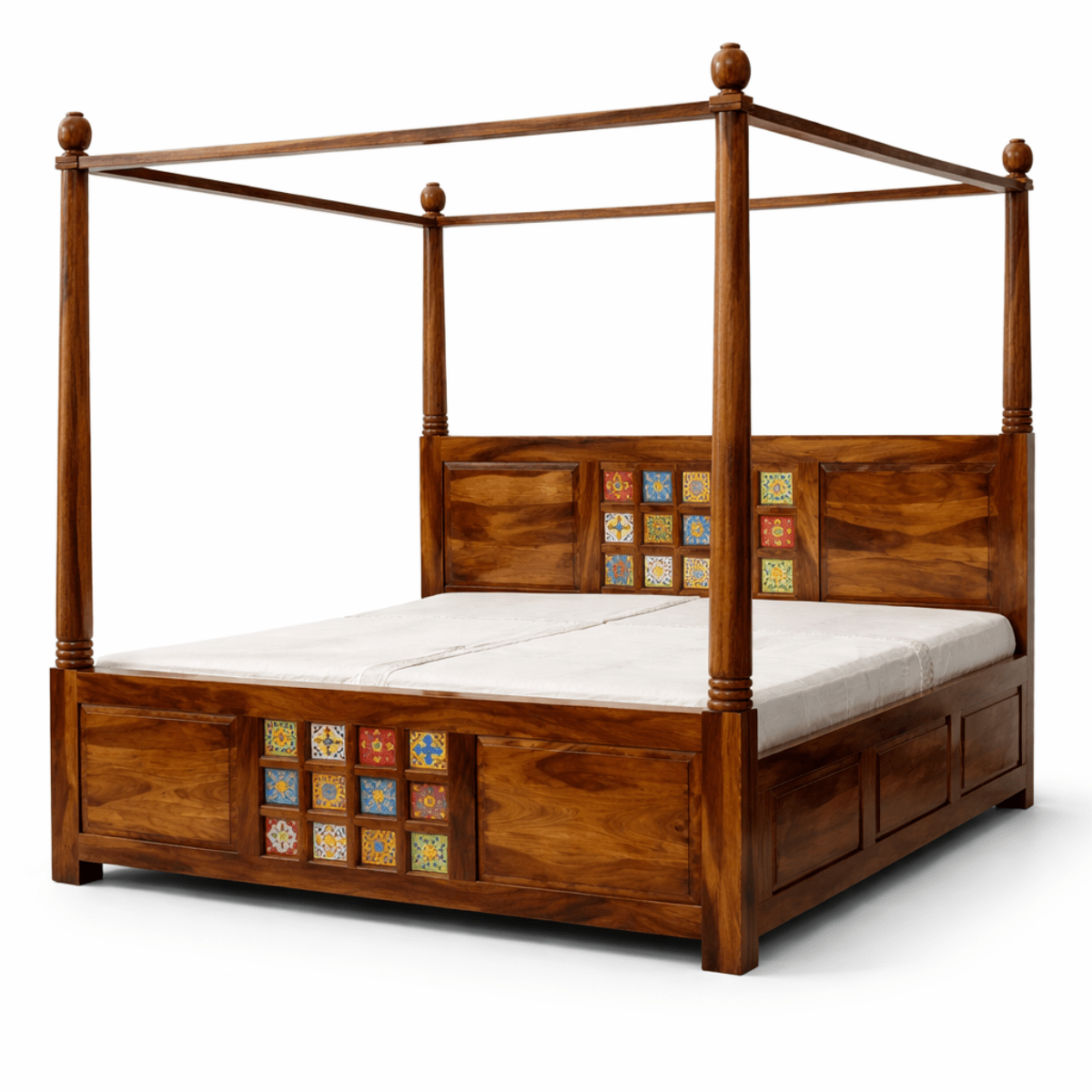 Premium Sheesham wood canopy bed - Image 7