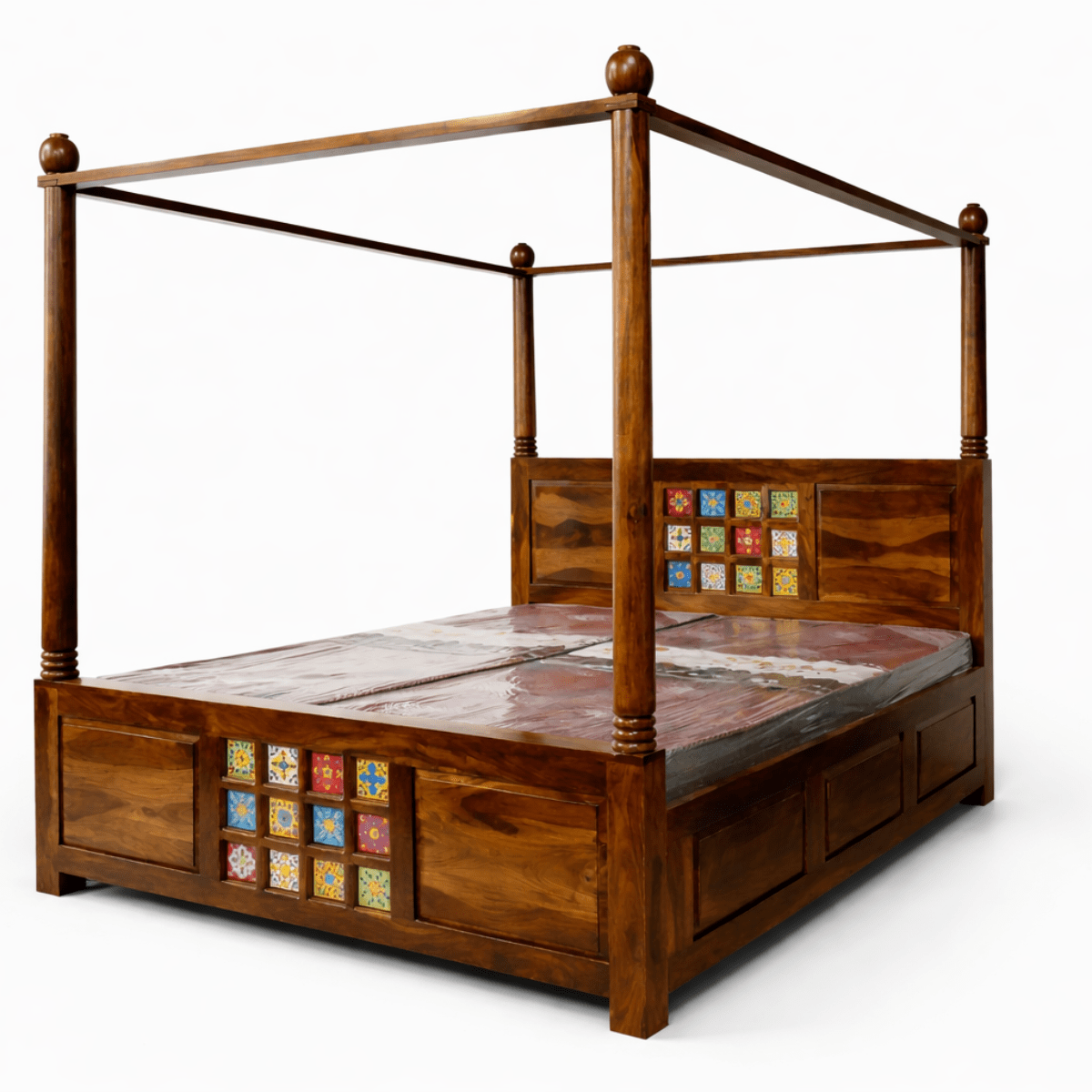Premium Sheesham wood canopy bed - Image 5
