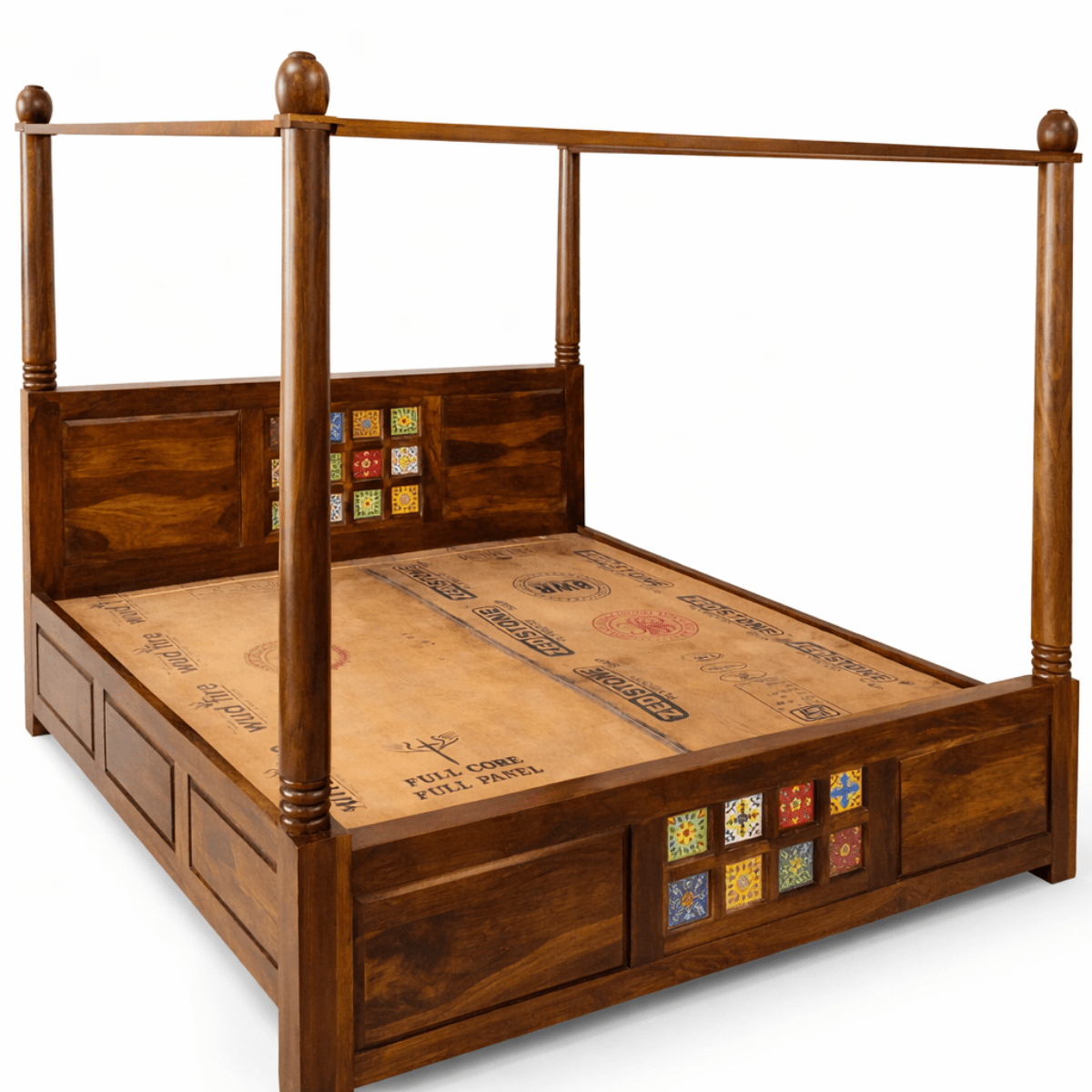 Premium Sheesham wood canopy bed - Image 4