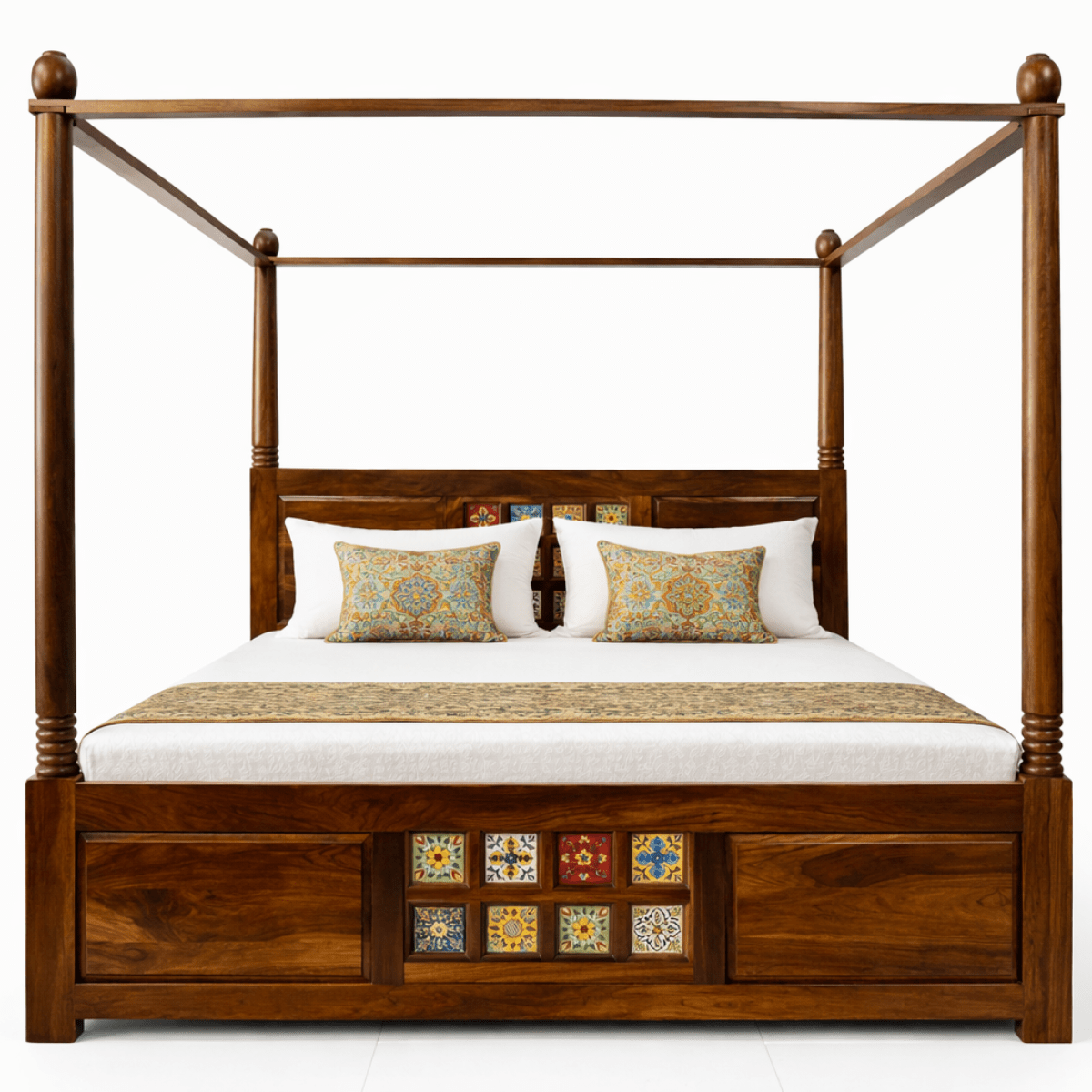 Premium Sheesham wood canopy bed - Image 3