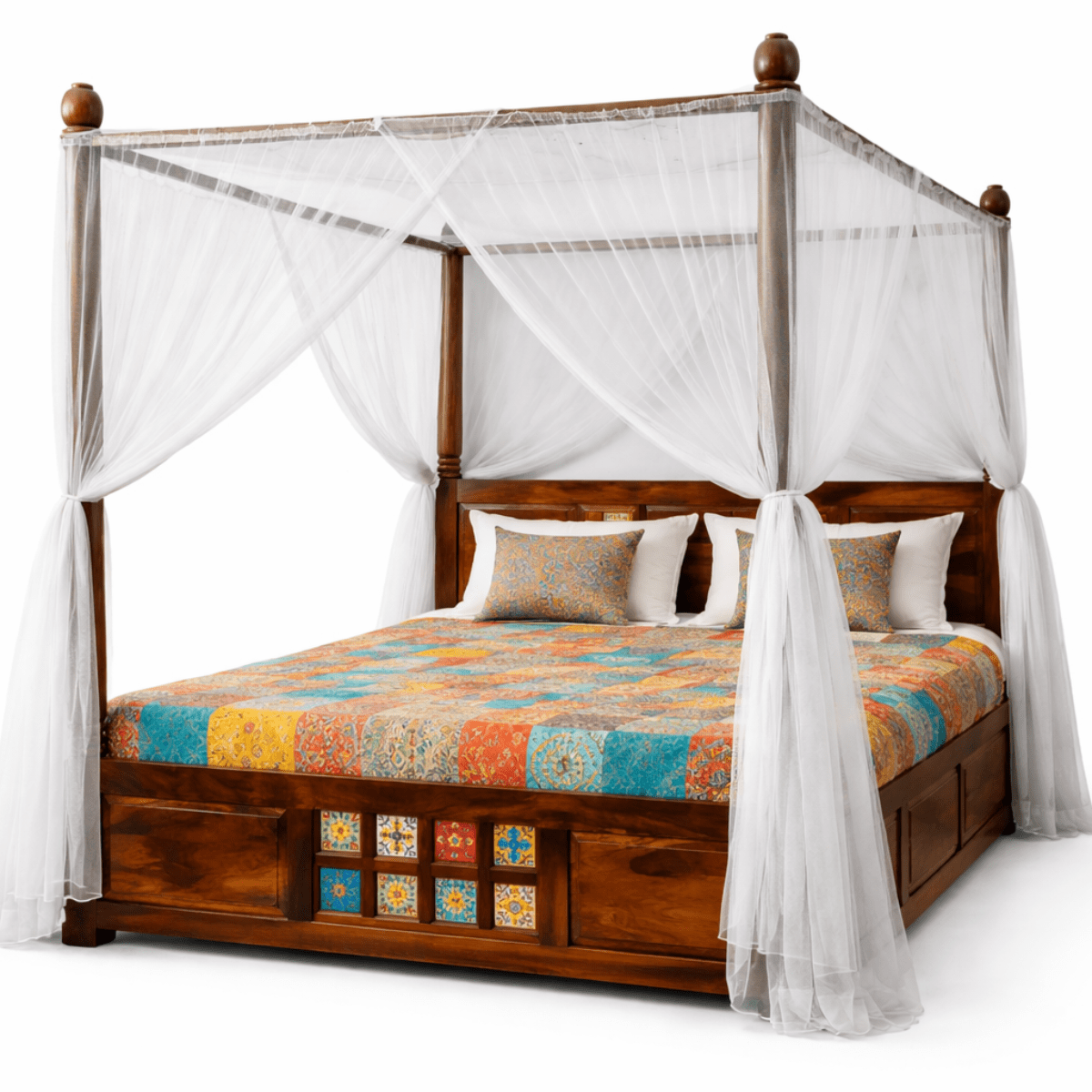 Premium Sheesham wood canopy bed - Image 8