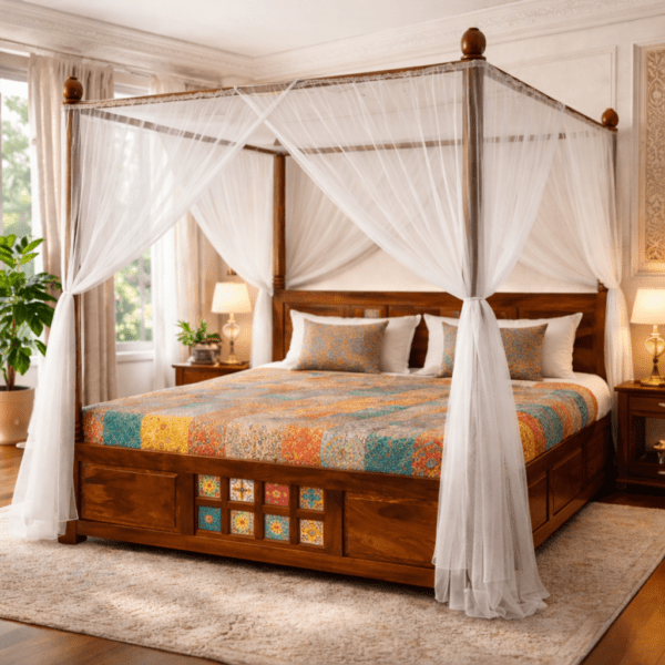 Premium Sheesham wood canopy bed