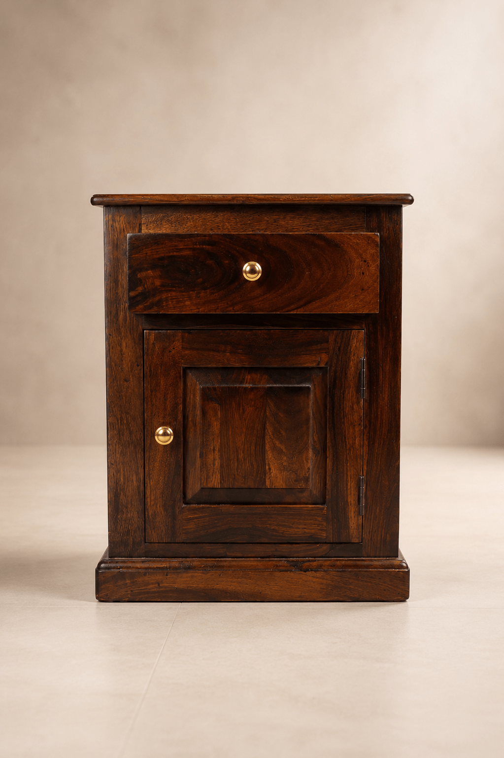 Premium Sheesham Wood Bedside Table / Nightstand with Drawer & Cabinet Storage