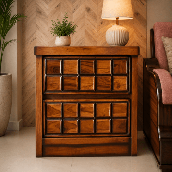 Solid Wood Bedside Table with Storage