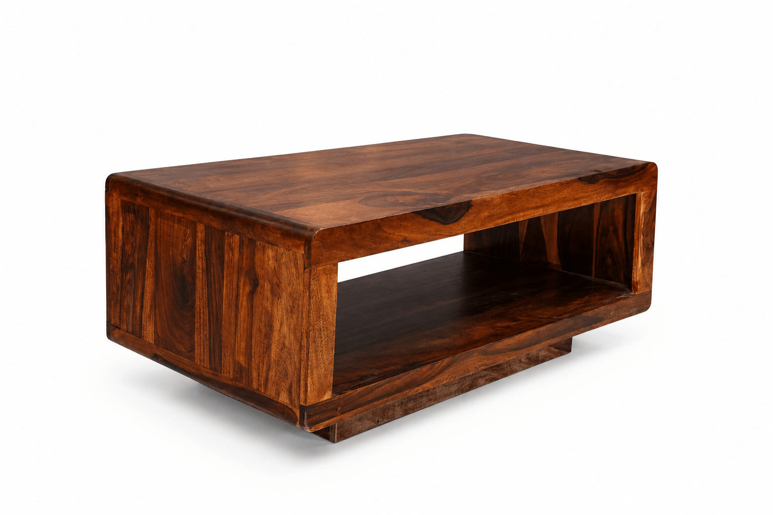 Premium Solid Sheesham Wood Coffee Table with Open Storage Shelf - Image 3