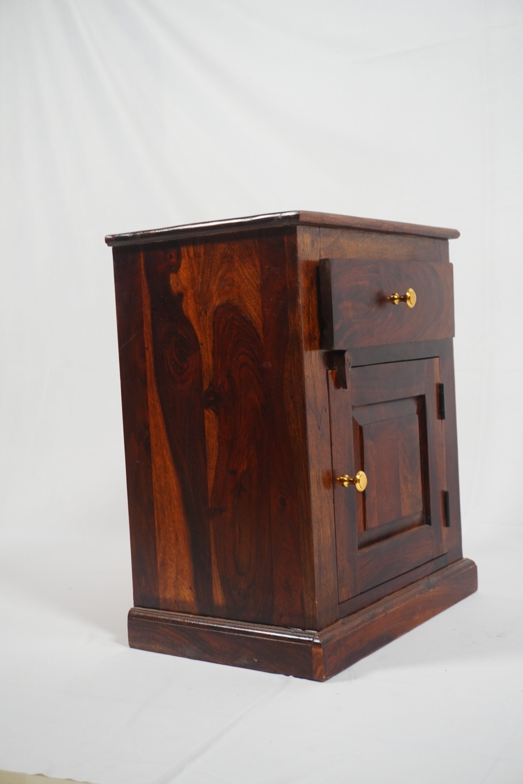 Premium Sheesham Wood Bedside Table / Nightstand with Drawer & Cabinet Storage - Image 2